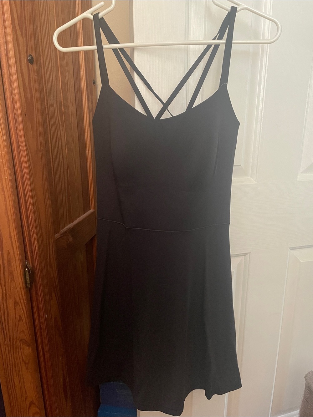Offline by Aerie Black Strappy A-Line Athletic Dress (w/ shorts)